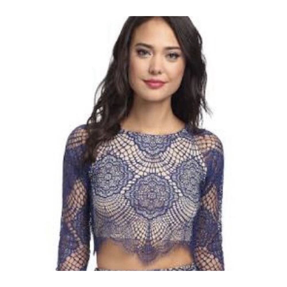 For Love And Lemons Lace Crop Top long sleeve sexy romantic Grace top XS